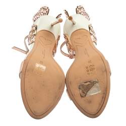 Pre Owned Sophia Webster Off White/Rose Gold Leather Evangeline Sandals Size 39
