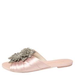 Pre Owned Sophia Webster Pink Satin Lilico Flats Size 37.5