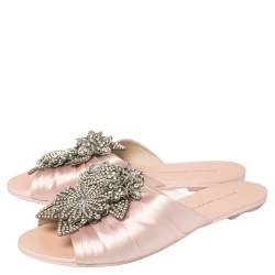 Pre Owned Sophia Webster Pink Satin Lilico Flats Size 37.5