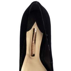 Pre Owned Sophia Webster Black Velvet Coco Crystal Embellished Pointed Toe Pumps Size 36.5