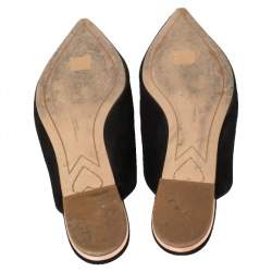 Pre Owned Sophia Webster Black Suede Bibi Butterfly Embroidered Flat Mules Size 38.5