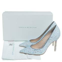 Pre Owned Sophia Webster Blue Glitter Coco Pointed Toe Pumps Size 38