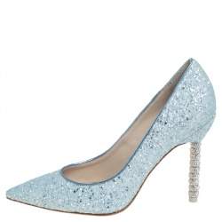 Pre Owned Sophia Webster Blue Glitter Coco Pointed Toe Pumps Size 38