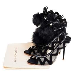 مملوكة مسبقًا صندل سوفيا وبستر ميلا سويدي أسود وشبكة كريستال مزخرف مقاس 38.5