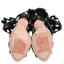 مملوكة مسبقًا صندل سوفيا وبستر ميلا سويدي أسود وشبكة كريستال مزخرف مقاس 38.5