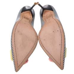 Pre Owned Sophia Webster Black/White Stripe Leather Lola Gem Pointed Toe Pumps Size 40