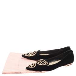 Pre Owned Sophia Webster Black Suede Bibi Butterfly Flats Size 41