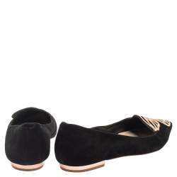 Pre Owned Sophia Webster Black Suede Bibi Butterfly Flats Size 41