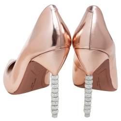 Pre Owned Sophia Webster Metallic Gold Patent Leather Coco Embellished Heel Pumps Size 41