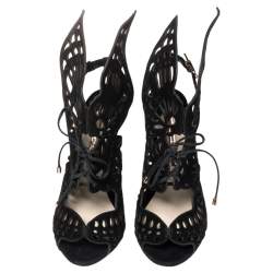 Pre Owned Sophia Webster Black Suede Electra Booties Size 39