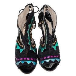 Pre Owned Sophia Webster Multicolor Suede And Patent Leather Riko Cut Out Sandals Size 40