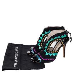 Pre Owned Sophia Webster Multicolor Suede And Patent Leather Riko Cut Out Sandals Size 40