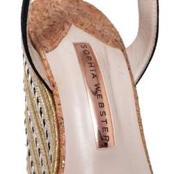 Pre Owned Sophia Webster Black/Gold Suede Lucita Espadrille Wedges Size 38.5