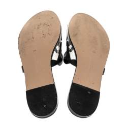 Pre Owned Sophia Webster Black Leather And PVC Madame Butterfly Flat Slides Size 38