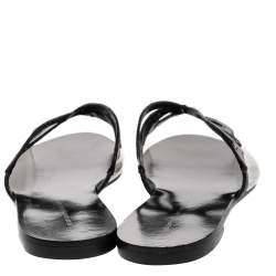 Pre Owned Sophia Webster Black Leather And PVC Madame Butterfly Flat Slides Size 38