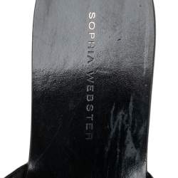 Pre Owned Sophia Webster Black Leather And PVC Madame Butterfly Flat Slides Size 38