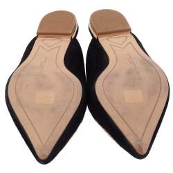 Sophia Webster Black Suede Bibi Butterfly Flat Mules Size 38