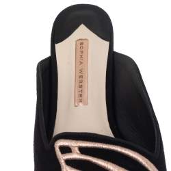 Sophia Webster Black Suede Bibi Butterfly Flat Mules Size 38