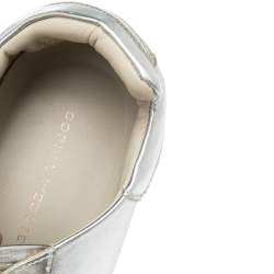 Pre Owned Sophia Webster Silver Leather Bibi Butterfly Low Top Sneakers Size 39.5
