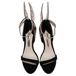Pre Owned Sophia Webster Black/Rose Gold Suede and Leather Evangeline Ankle Strap Sandals Size 37.5