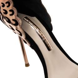 Pre Owned Sophia Webster Black/Rose Gold Suede and Leather Evangeline Ankle Strap Sandals Size 37.5