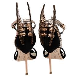 Pre Owned Sophia Webster Black/Rose Gold Suede and Leather Evangeline Ankle Strap Sandals Size 37.5