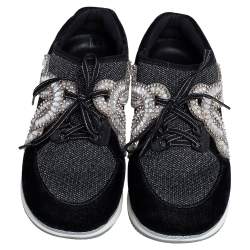 Pre Owned Sophia Webster Black /Silver Velvet and Fabric Royalty Mixed Sneakers Size 41