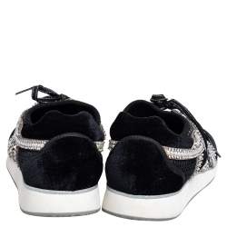 Pre Owned Sophia Webster Black /Silver Velvet and Fabric Royalty Mixed Sneakers Size 41