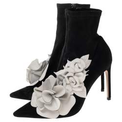 Pre Owned Sophia Webster Black Suede Jumbo Lilico Pointed Toe Ankle Boots Size 40.5