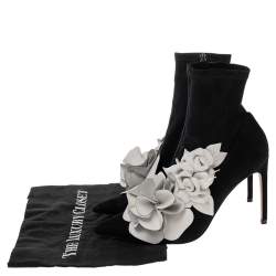 Pre Owned Sophia Webster Black Suede Jumbo Lilico Pointed Toe Ankle Boots Size 40.5