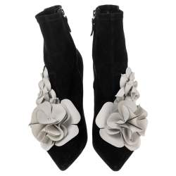 Pre Owned Sophia Webster Black Suede Jumbo Lilico Pointed Toe Ankle Boots Size 40.5