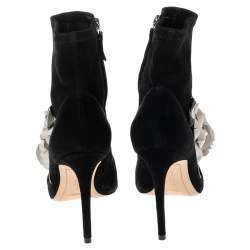 Pre Owned Sophia Webster Black Suede Jumbo Lilico Pointed Toe Ankle Boots Size 40.5