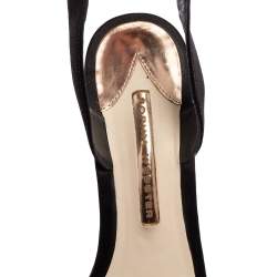 Pre Owned صندل صوفيا ويبستر أماندا جيم ساتان أسود بنعل سميك مقاس 38