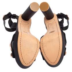 Pre Owned صندل صوفيا ويبستر أماندا جيم ساتان أسود بنعل سميك مقاس 38