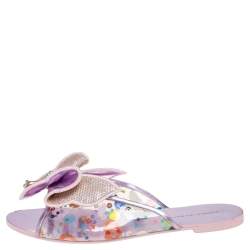 Pre Owned Sophia Webster Metallic Pink PVC Sequin Embellished Butterfly Flats Size 39