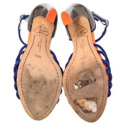 Pre Owned Sophia Webster Multicolor Suede And Leather Ankle Strap Sandals Size 36.5