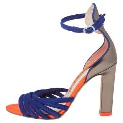 Pre Owned Sophia Webster Multicolor Suede And Leather Ankle Strap Sandals Size 36.5