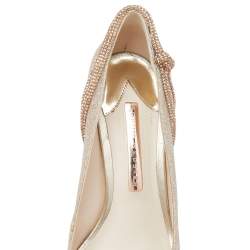 Pre Owned Sophia Webster Metallic Gold Glitter Giovanna Pointed Toe Pumps Size 37.5