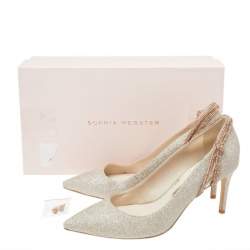 Pre Owned Sophia Webster Metallic Gold Glitter Giovanna Pointed Toe Pumps Size 37.5