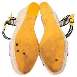 Pre Owned Sophia Webster Multicolor Suede and Patent Leather Lucita Wedge Platform Ankle Strap Sandals Size 39.5