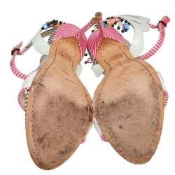 Pre Owned Sophia Webster Multicolor Striped Leather Ankle Strap Open Toe Sandals Size 39.5