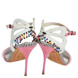 Pre Owned Sophia Webster Multicolor Striped Leather Ankle Strap Open Toe Sandals Size 39.5