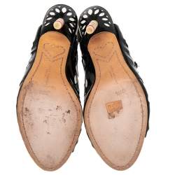 مملوكة مسبقًا Sophia Webster Black/White Patent Leather and Leather Cutout Sandals Size 39.5