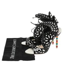 مملوكة مسبقًا Sophia Webster Black/White Patent Leather and Leather Cutout Sandals Size 39.5