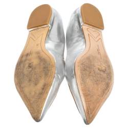 Pre Owned Sophia Webster Metallic Silver/Rose Gold Leather Bibi Butterfly Pointed Toe Ballet Flats Size 38