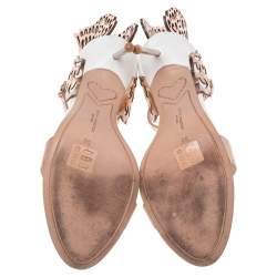 Pre Owned Sophia Webster Rose Gold Leather And White Evangeline Open Toe Sandals Size 38