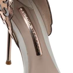 Pre Owned Sophia Webster Rose Gold Leather And White Evangeline Open Toe Sandals Size 38