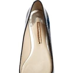 Pre Owned Sophia Webster Black Glitter Patent Leather Pointed Toe Ballet Flats Size 41