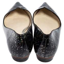Pre Owned Sophia Webster Black Glitter Patent Leather Pointed Toe Ballet Flats Size 41