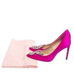 Pre Owned Sophia Webster Pink Satin Crystal Embellished Bibi Pumps Size 41